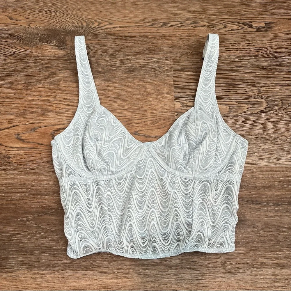 Gilly Hicks Hollister Light Blue Corset Crop Top Tank Medium